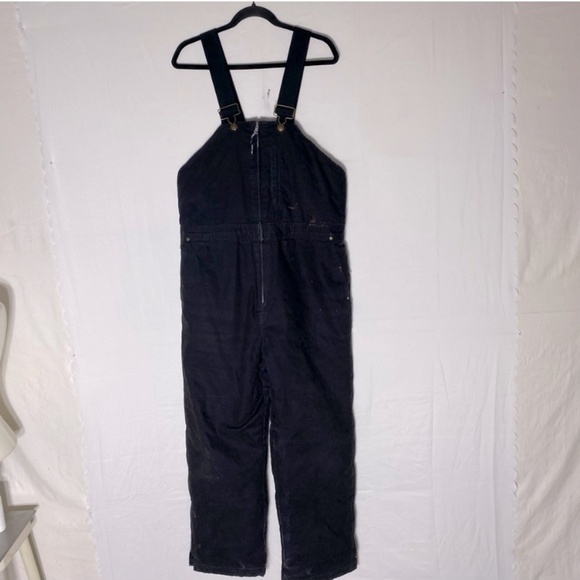 Work King Work Gear Insulated Black Canvas Winter Bib Overalls L - Picture 16 of 16